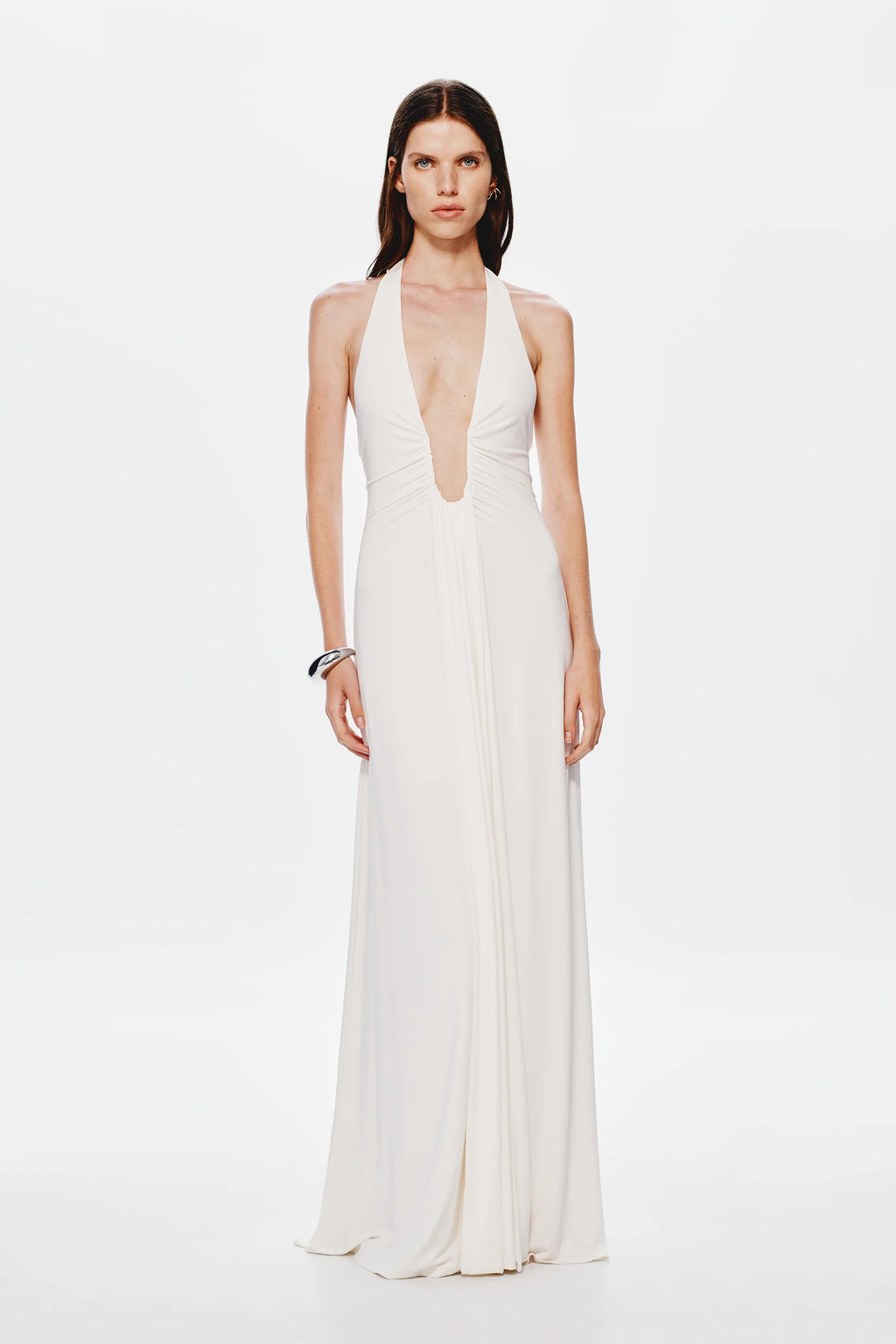 Jennifer Cupro Maxi Dress - White