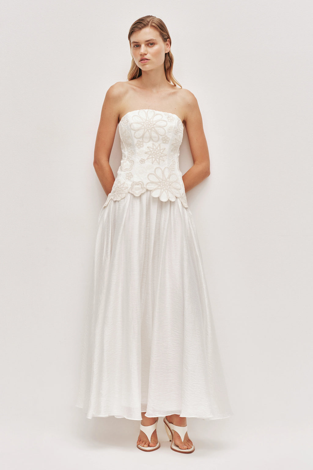 Gia Embroidered Gown - Ivory