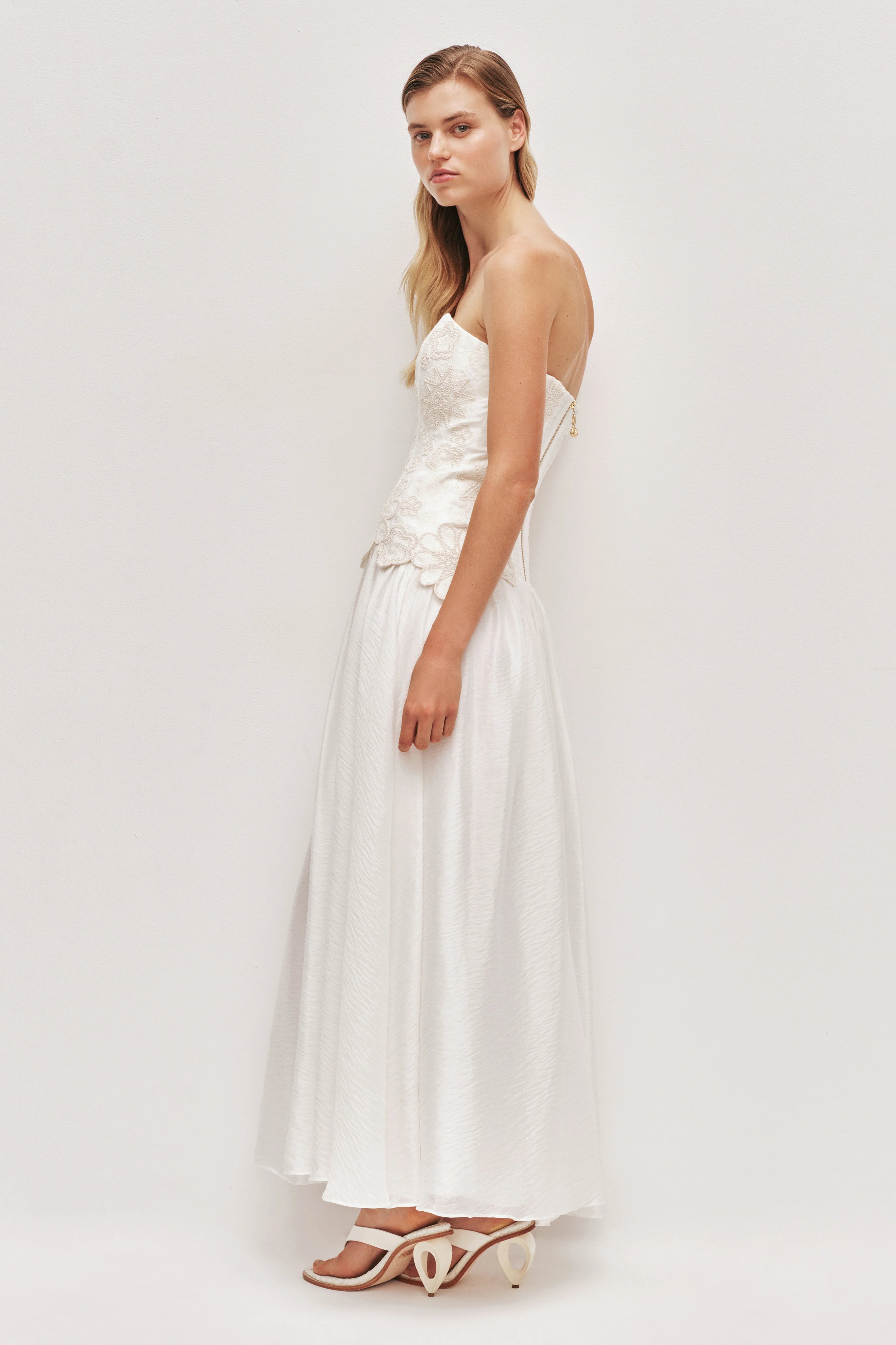 Gia Embroidered Gown - Ivory