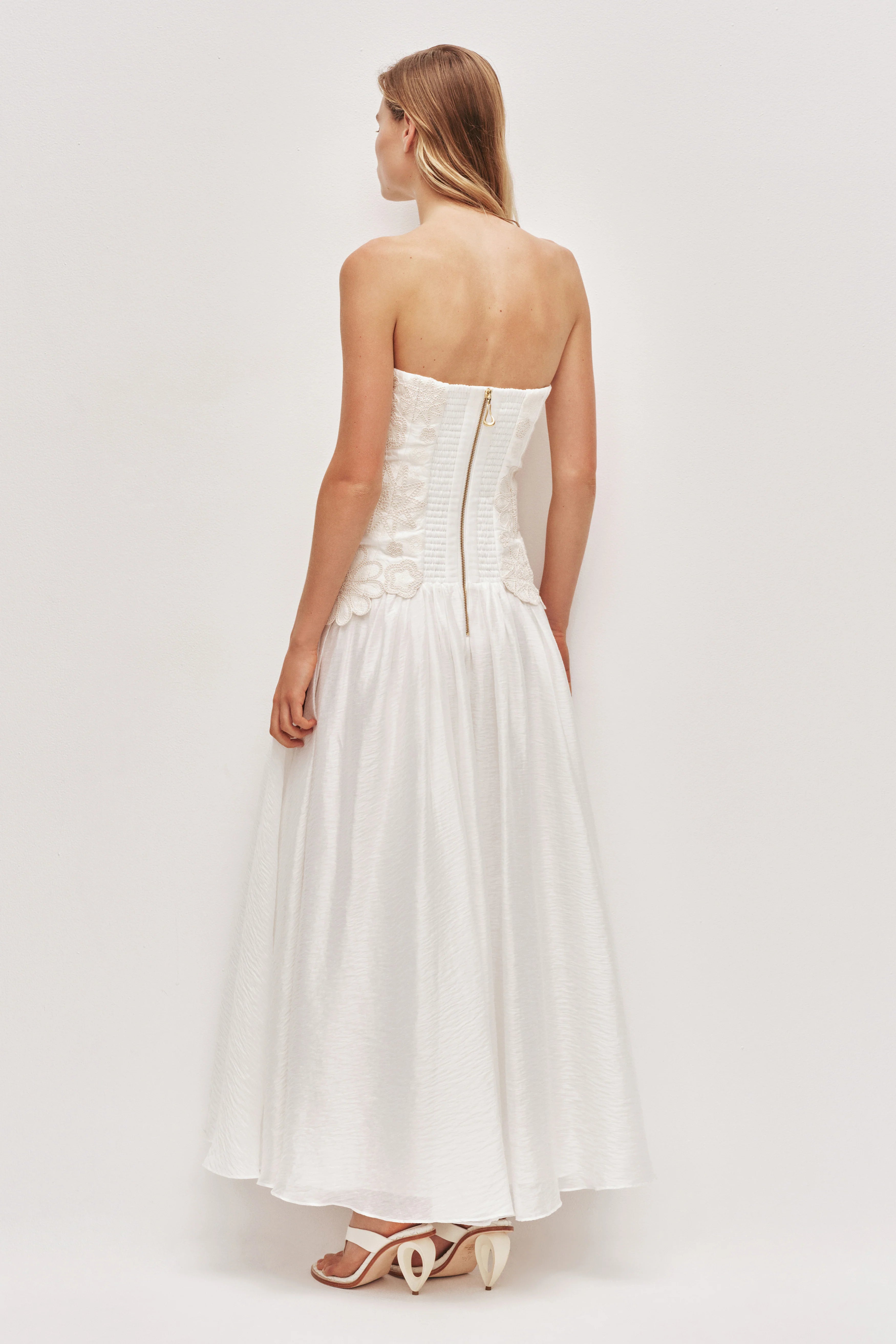 Gia Embroidered Gown - Ivory