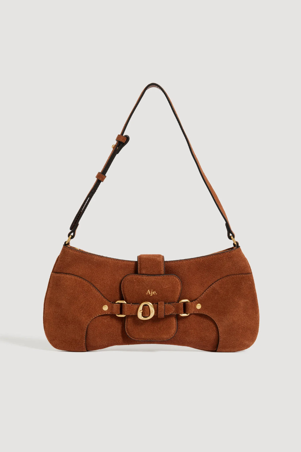 Macy Suede Baguette Bag - Brown
