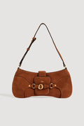 Macy Suede Baguette Bag - Brown