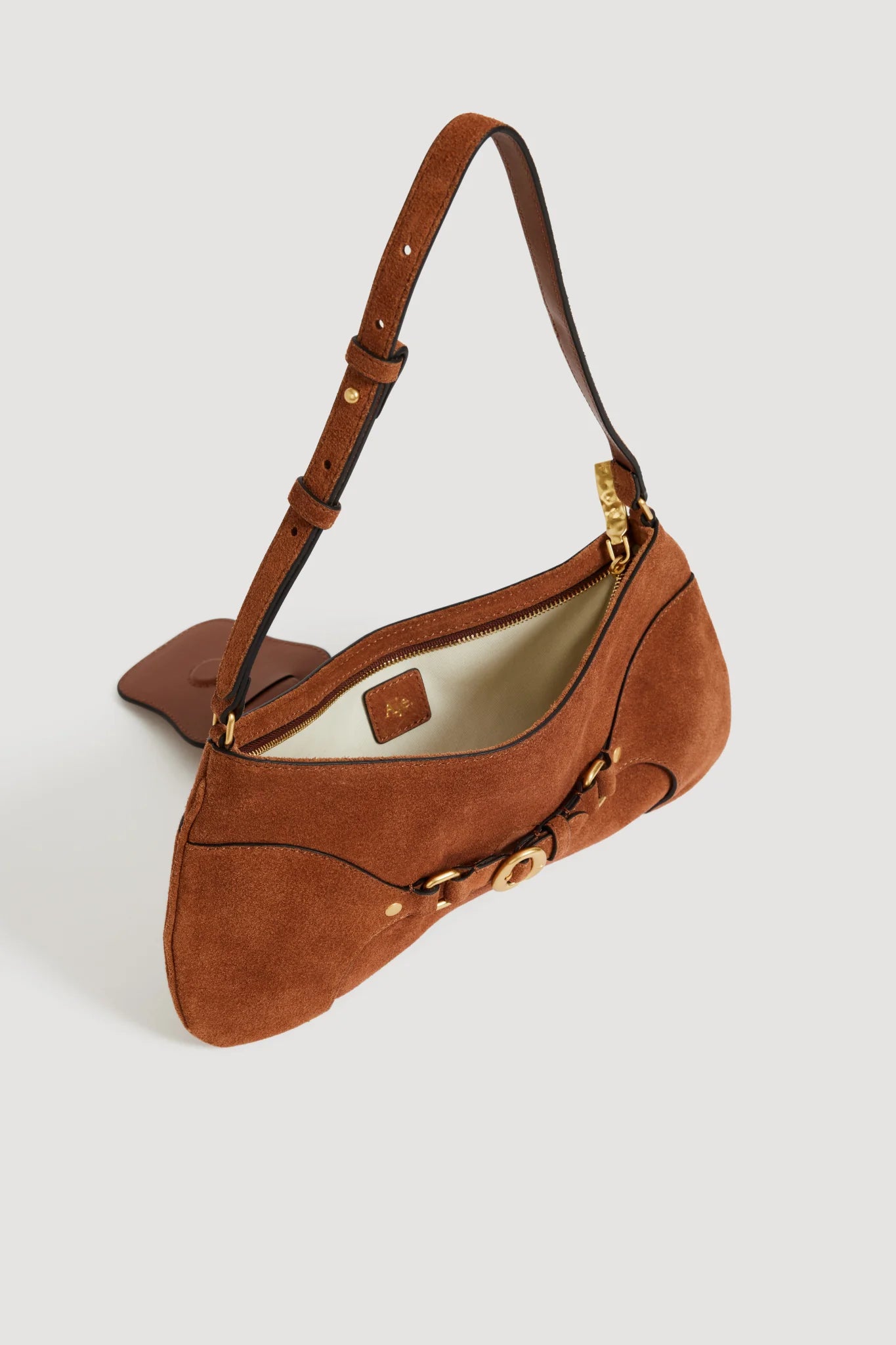 Macy Suede Baguette Bag - Brown