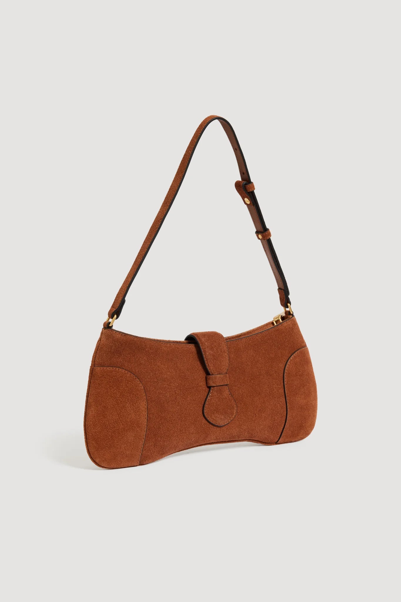 Macy Suede Baguette Bag - Brown