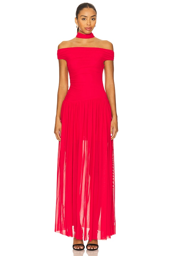 Deija Off Shoulder Maxi Dress - Strawberry