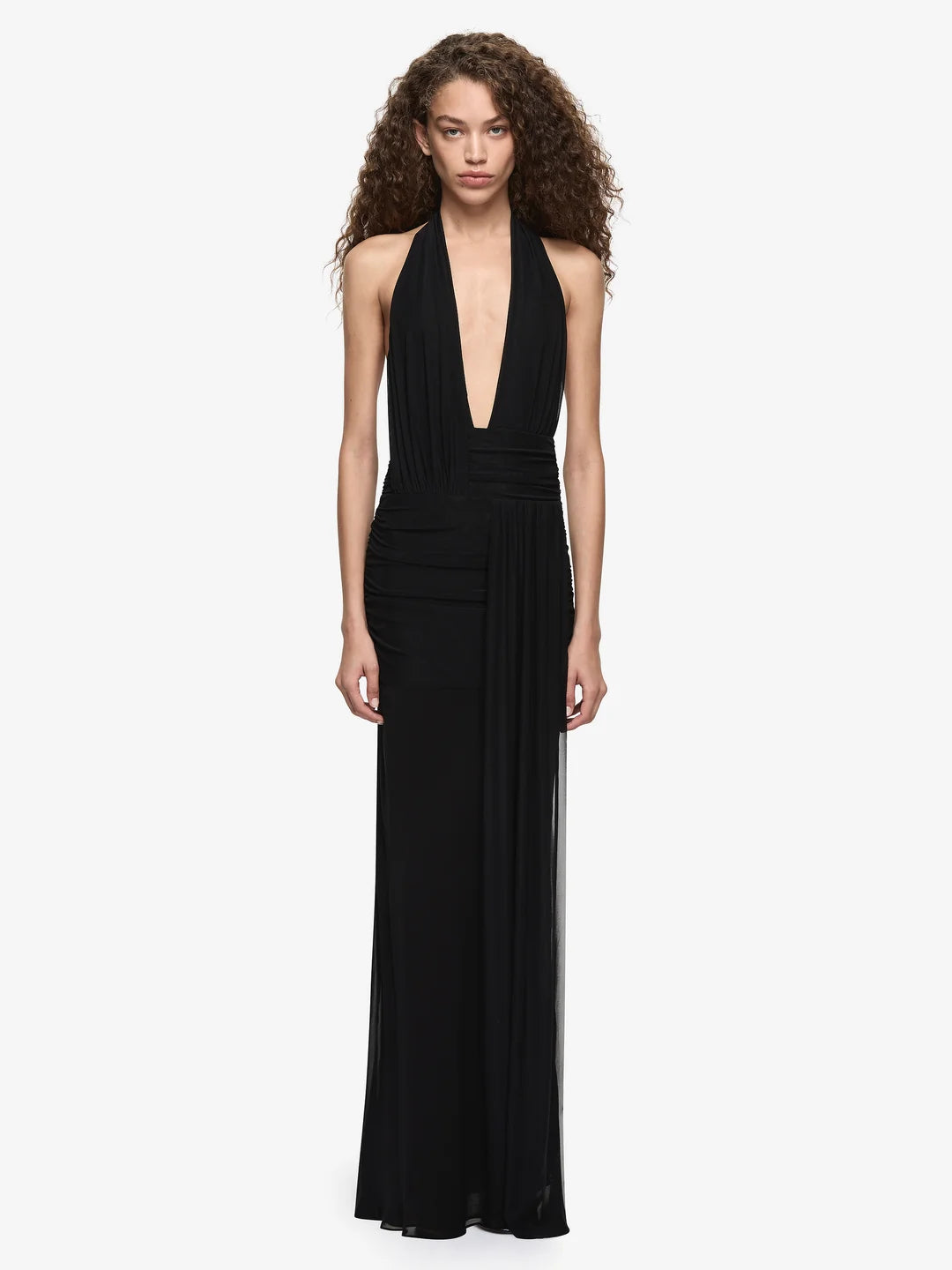 Cassis Drape Maxi Dress - Black