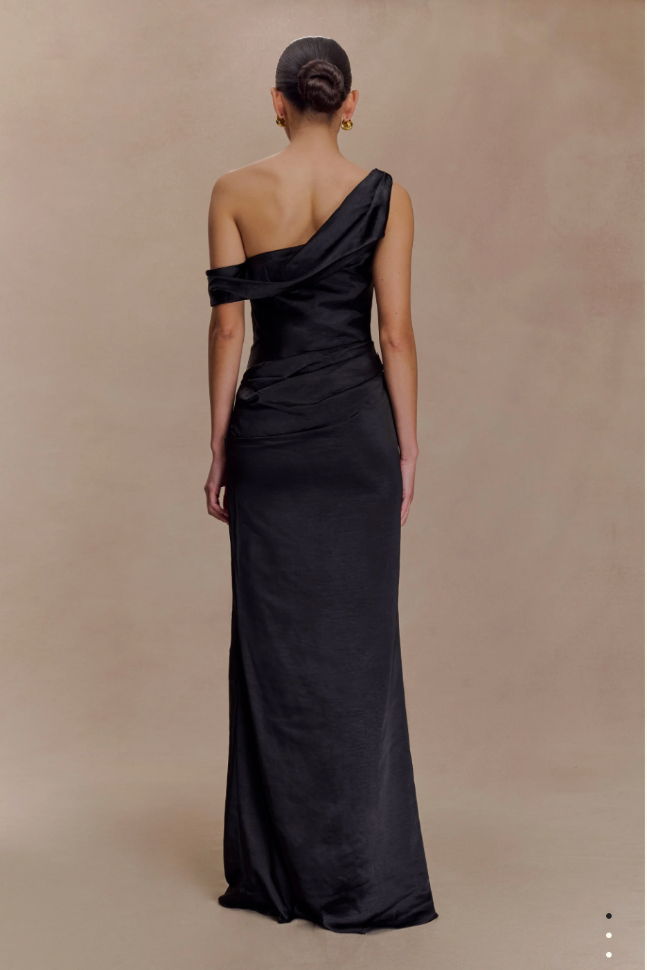 Dalia Off Shoulder Satin Maxi Dress - Black