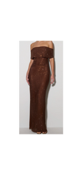 Phi Multi-Wear Cowl Diamante Maxi Dress - Chocolate
