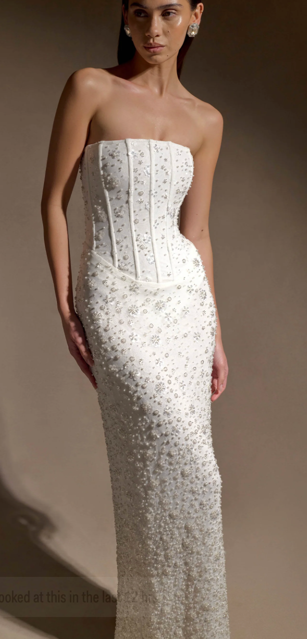 Gemma Strapless Embellished Maxi Dress - Ivory
