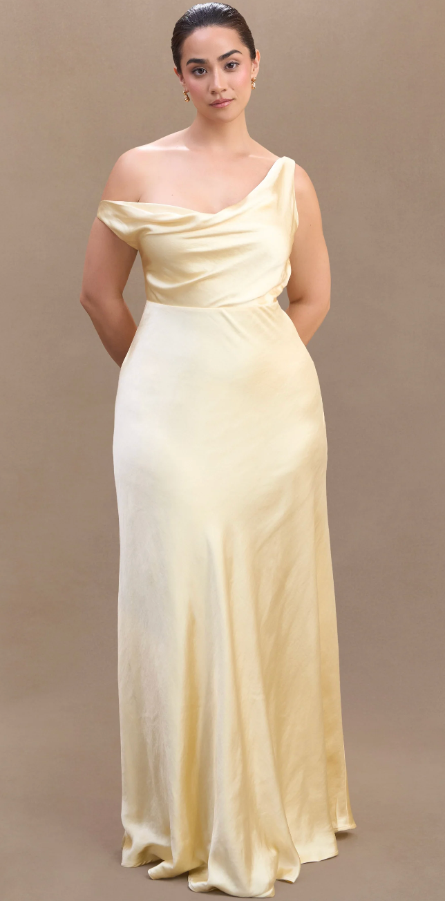 Jacinta One Shoulder Maxi Dress - Pastel Lemon