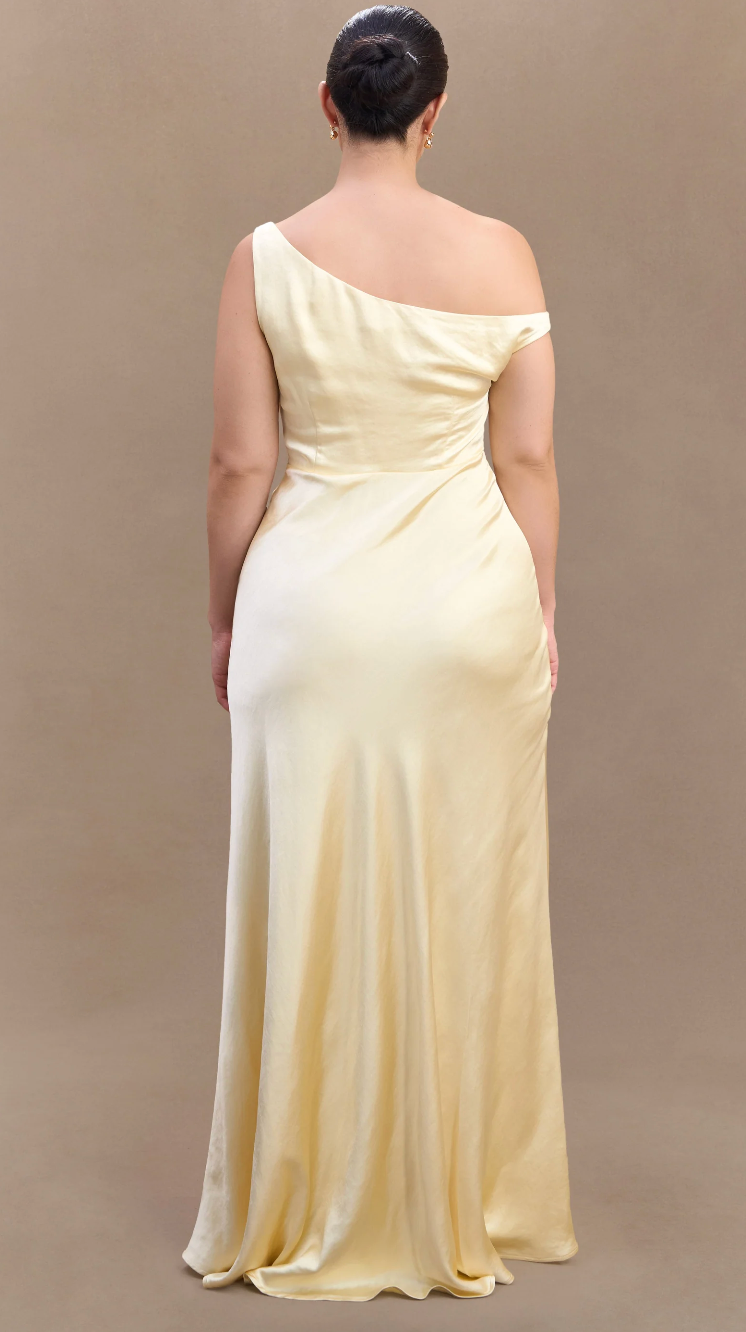 Jacinta One Shoulder Maxi Dress - Pastel Lemon