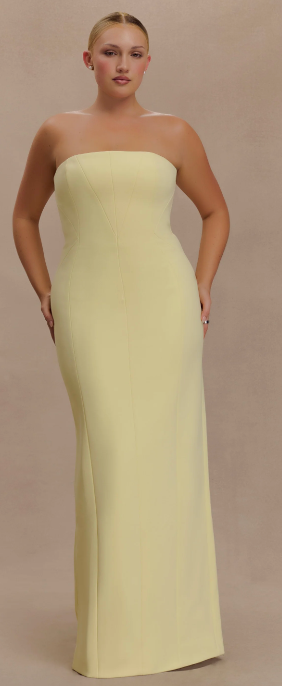 Kalila Strapless Crepe Maxi Dress - Lemon