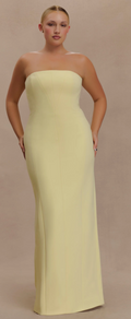 Kalila Strapless Crepe Maxi Dress - Lemon