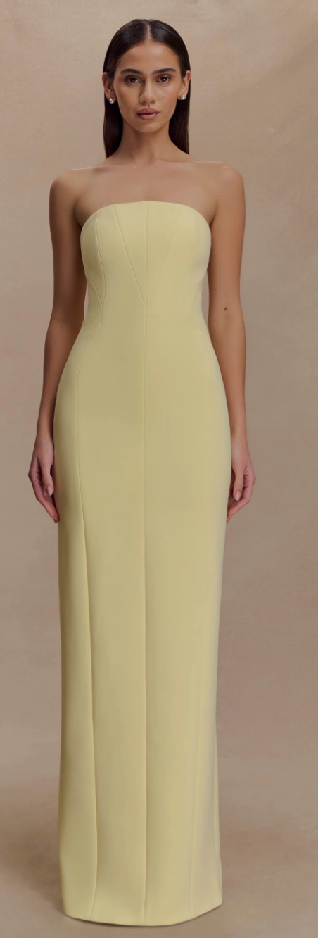 Kalila Strapless Crepe Maxi Dress - Lemon