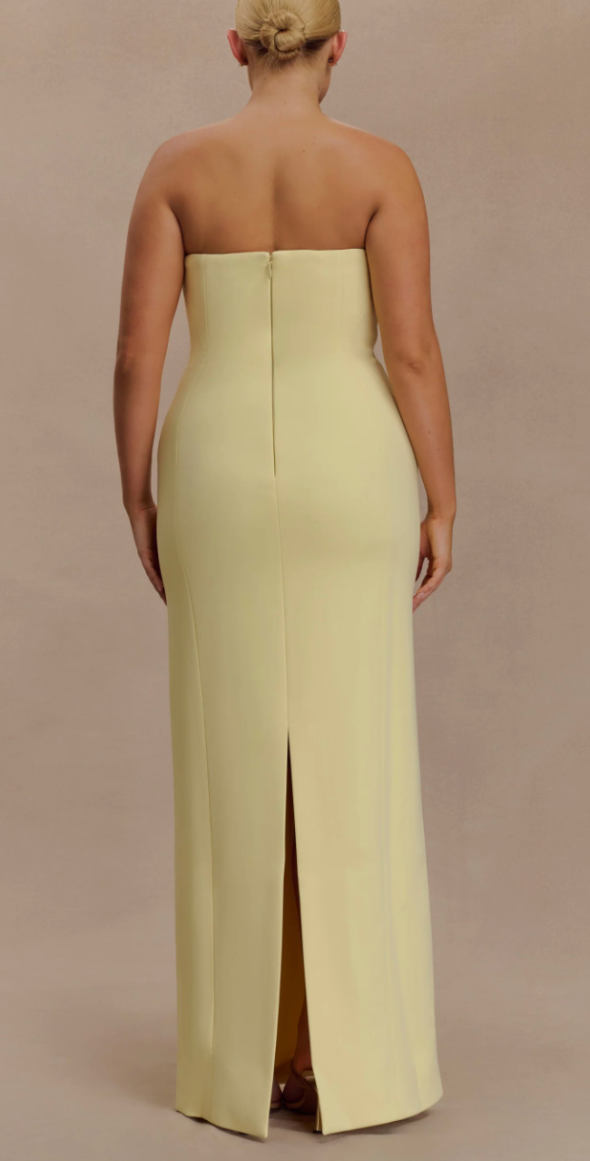 Kalila Strapless Crepe Maxi Dress - Lemon